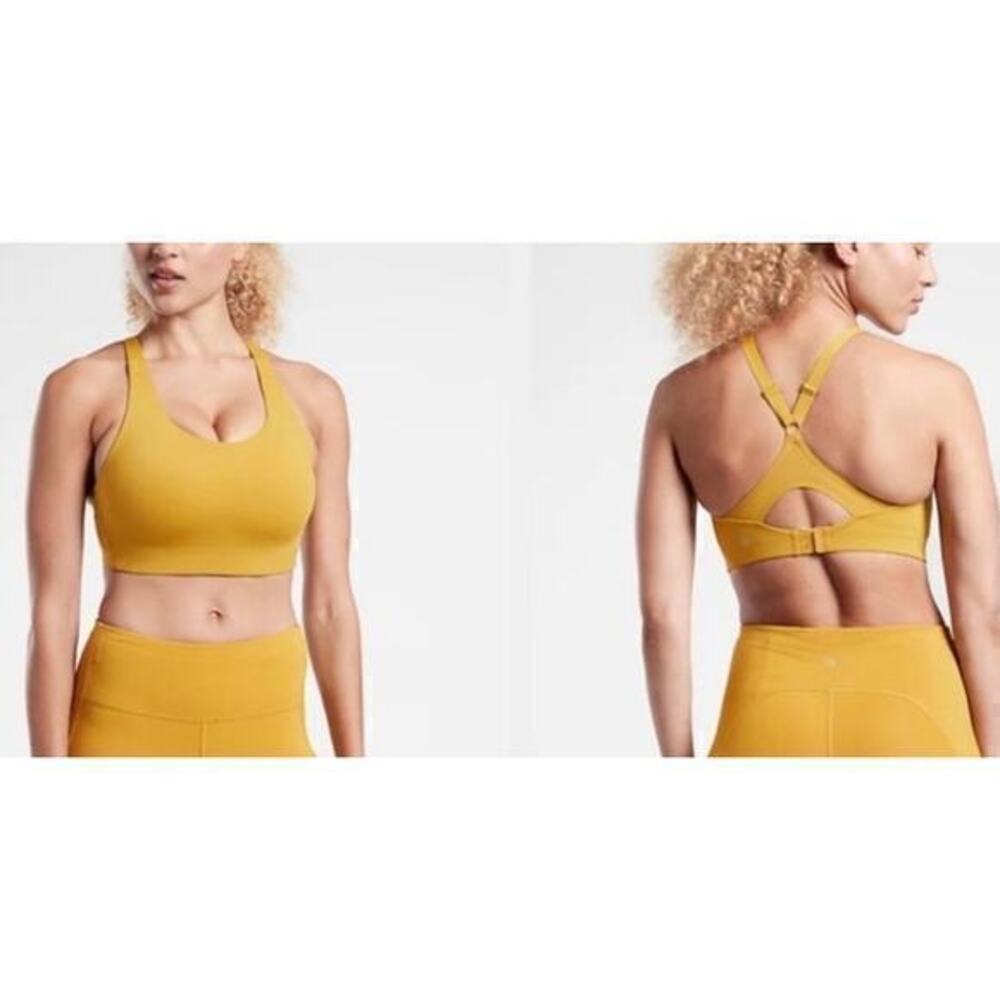 Athleta Advanced Sports Bra "Oxidized Yellow" Bright Citron green plus size 34DD